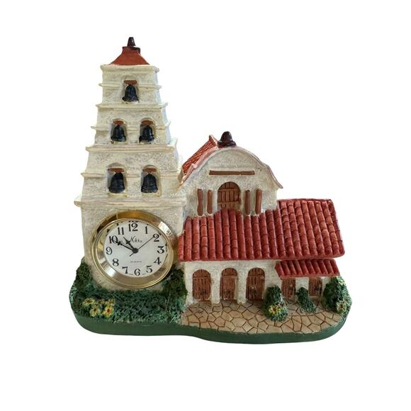 Vintage Mission Style Church Clock‎ Red Roof and Bell Tower Nikko Quartz RARE - Picture 1 of 3